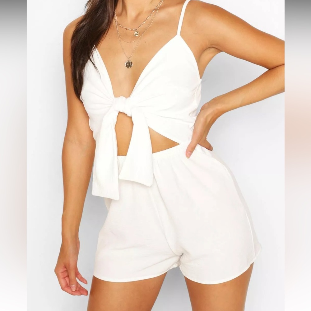 Tie front romper